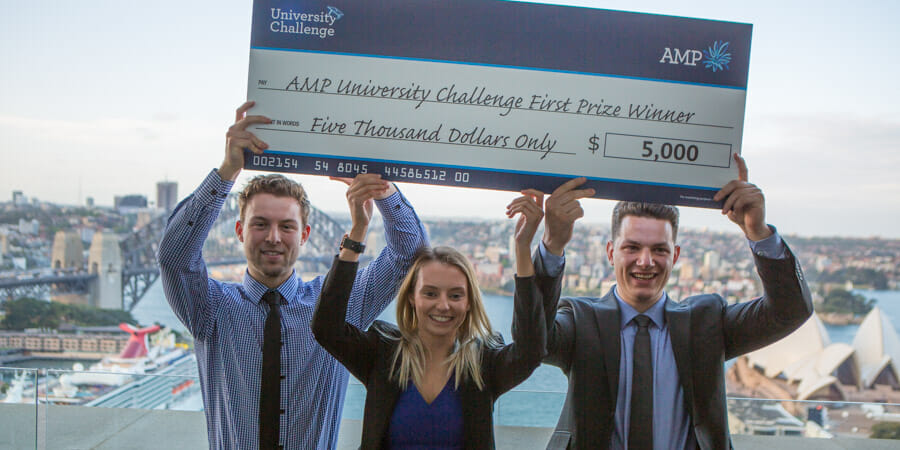 Deakin trio take first place honours in AMP University Challenge