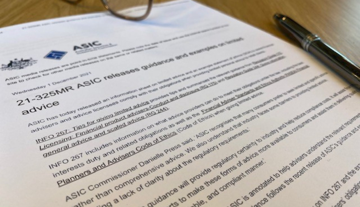 ASIC re-paints the limited advice field lines